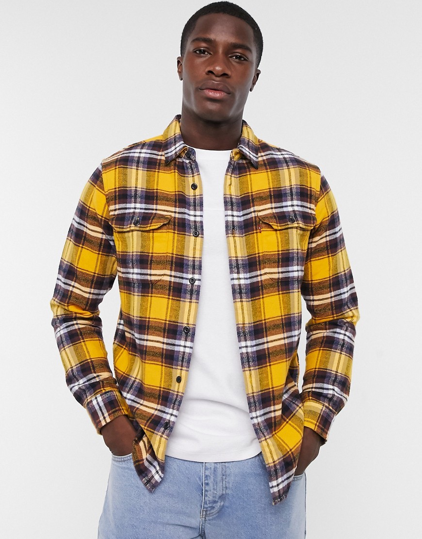 LEVI'S JACKSON CHECK FLANNEL WORKER OVERSHIRT IN GOLDEN YELLOW,19573-0124-US