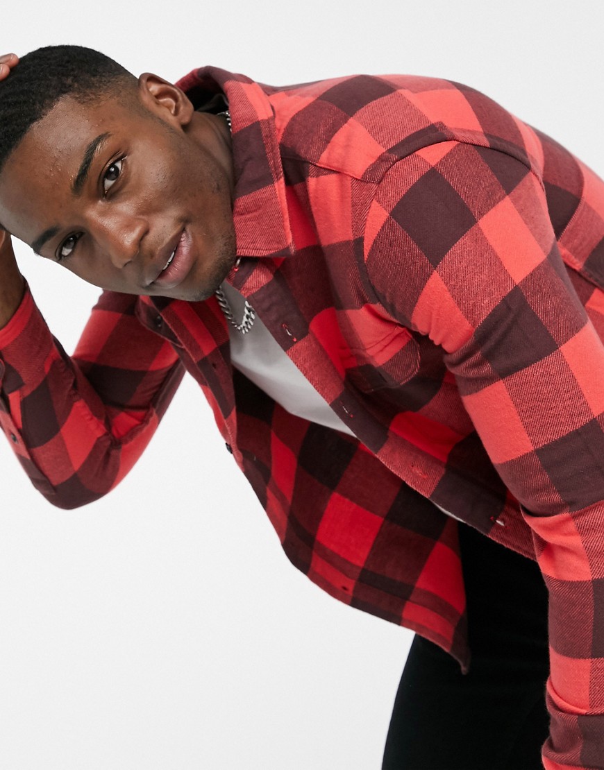 Levi's jackson check worker overshirt in albany red