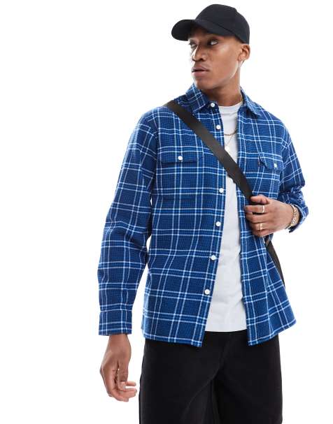 Levi's Jackson check worker shirt in mid blue - view 1