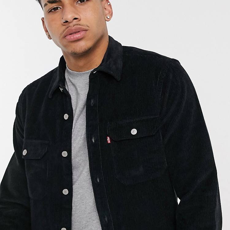 Levi's jackson cord oversized worker shirt in mineral black | ASOS