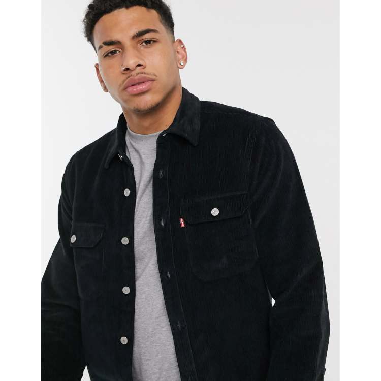 Levi s jackson cord oversized worker shirt in mineral black