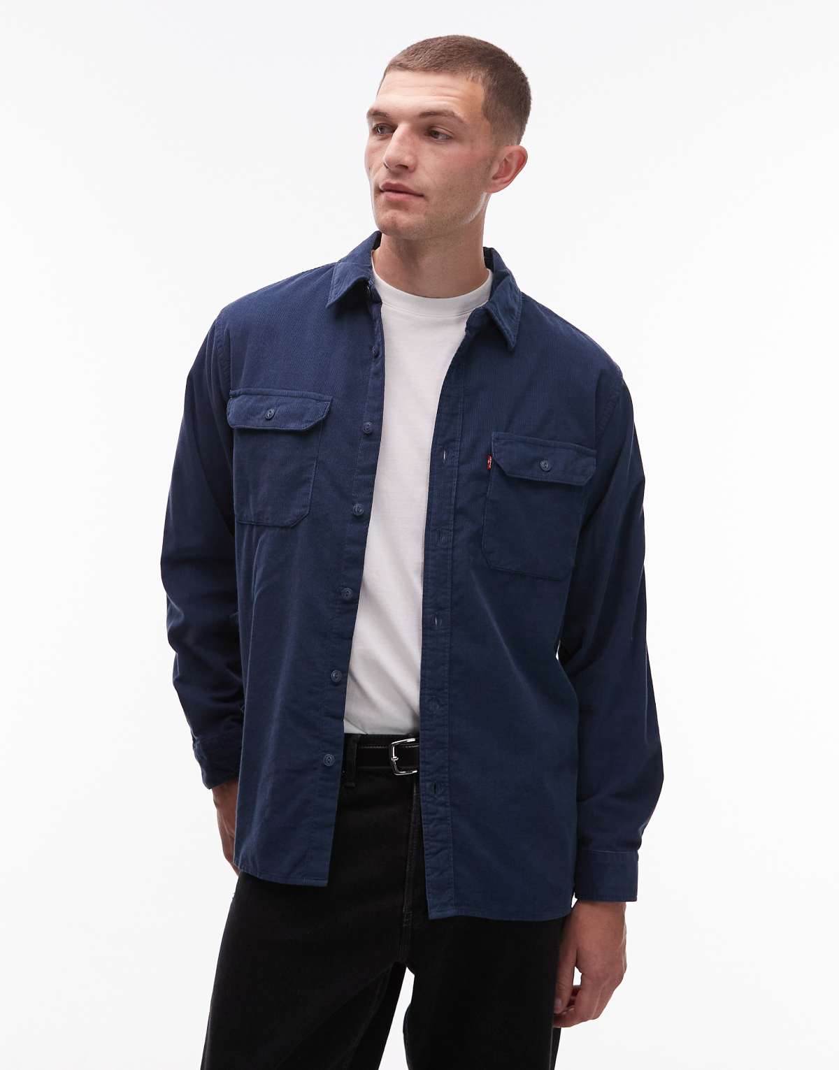 Levi's jackson cord worker shirt in mid blue