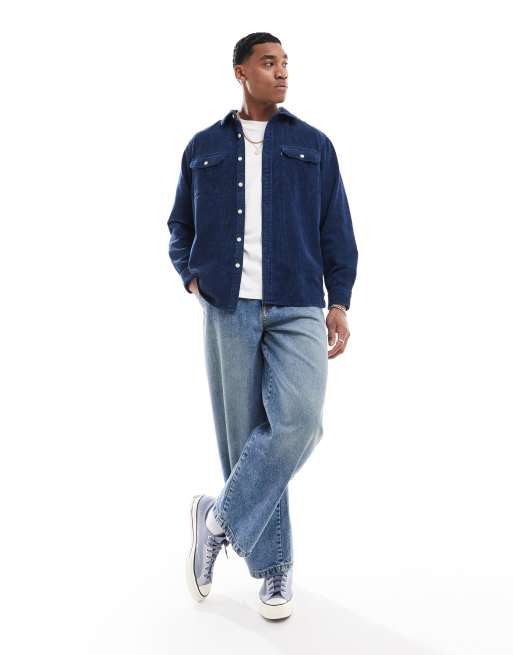 Levi's Jackson cord worker shirt in navy ASOS