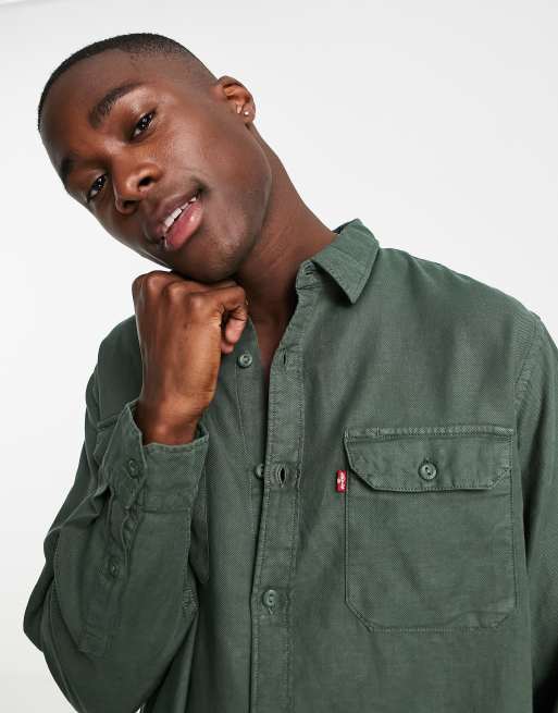 Levi's jackson cotton hemp worker overshirt in green | ASOS