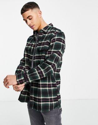 Levi's jackson cotton flannel check worker overshirt in black - BLACK