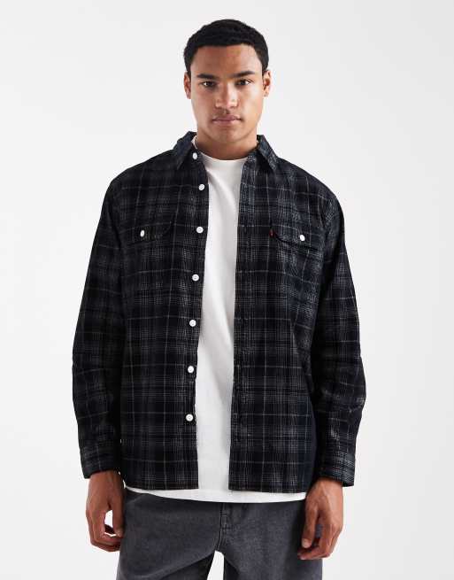 Levi's jackson plaid corduroy worker shirt in black