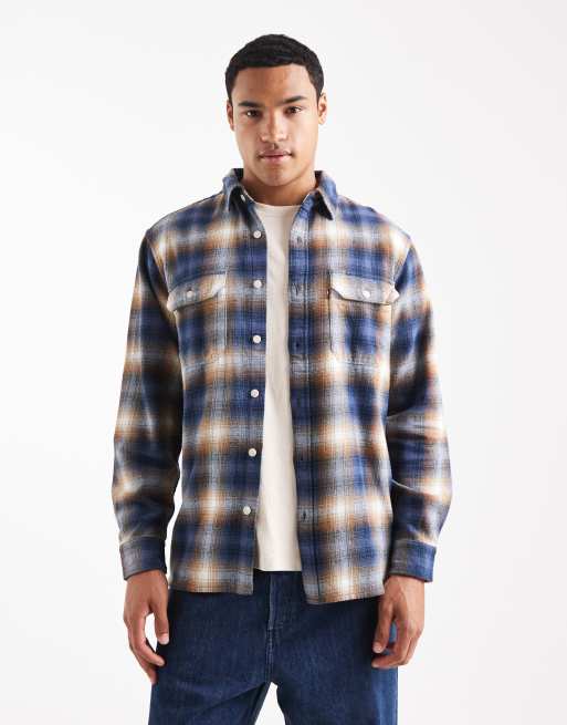 Levi's jackson plaid flannel worker shirt in navy