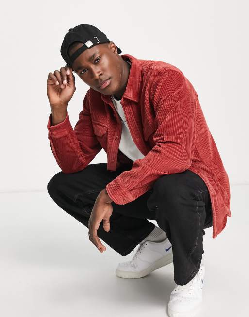 Levi's – Jackson – Röd arbetsskjorta i manchester med fickor