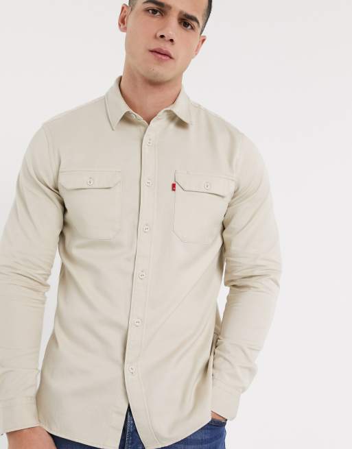 Levi's jackson twill oversized worker shirt in fog grey