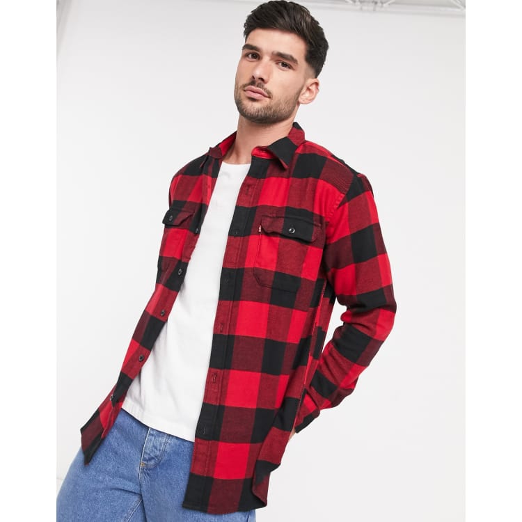 Veste à carreaux rouge hot sale