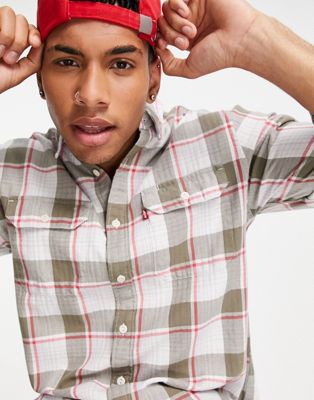 Levi's jackson worker check overshirt in grey - ASOS Price Checker