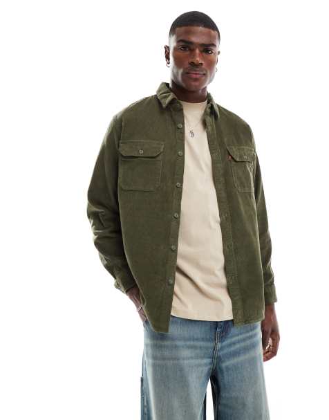 Levi's Jackson Worker cord overshirt relaxed fit in dark green - view 1