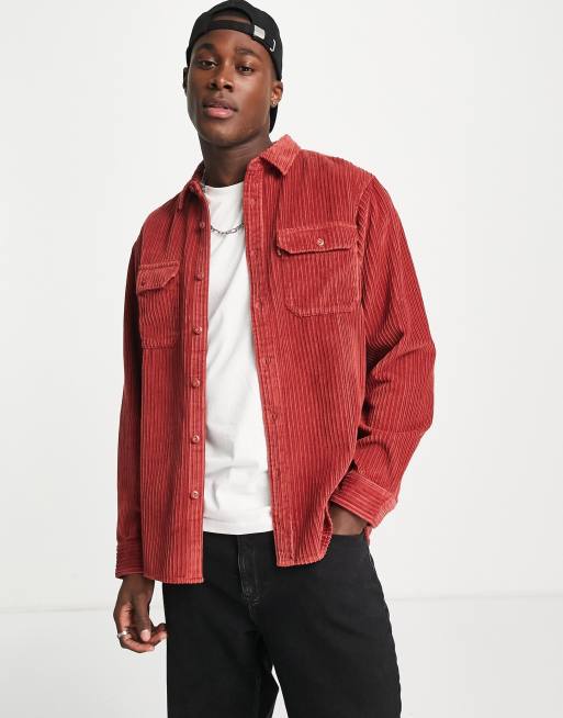 Levi's Jackson worker cord shirt in red with pockets | ASOS