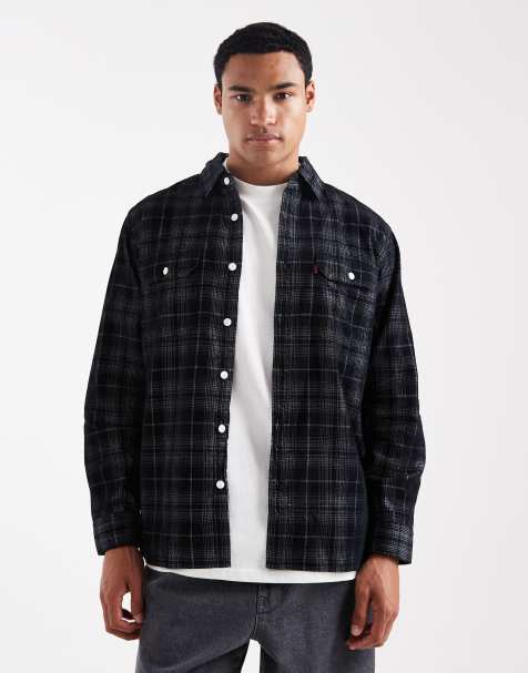 Levi's – Jackson – Worker-Hemd aus Cord in Schwarz kariert - view 1