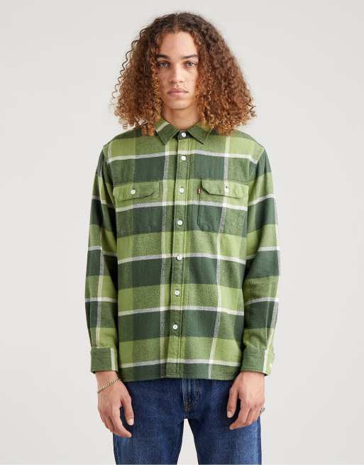 Levi's jackson worker shirt in green check | ASOS