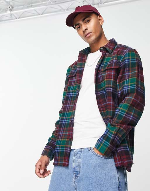 Levi's Jackson worker shirt in green purple check with pockets | ASOS