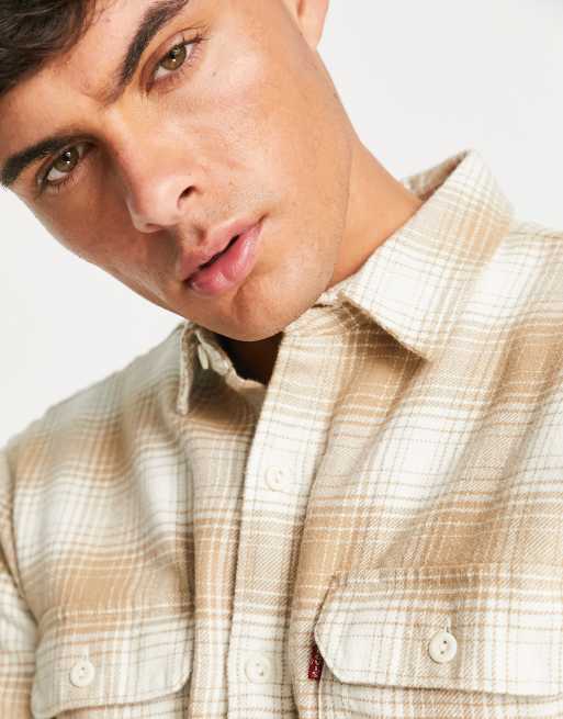 Levi's Jackson worker shirt in tan check with pockets, 3 of 4