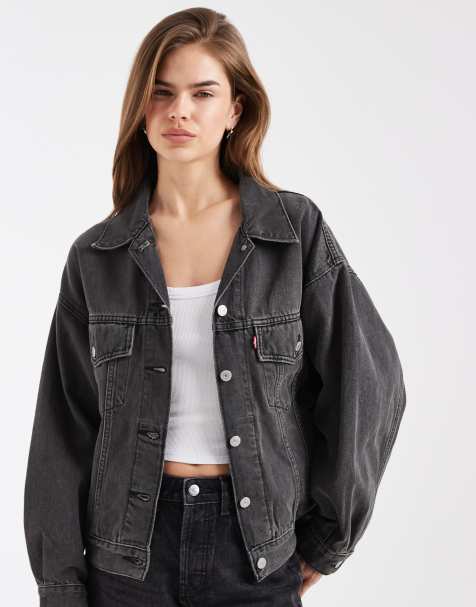 Levi's - Jaren 90 - Denim truckerjack in zwart - view 1