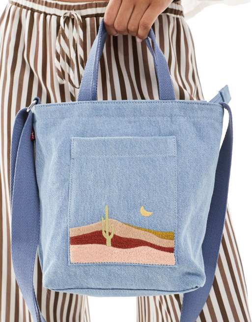 Levi's – Jasnoniebieska torba typu tote z haftem z pustynnym motywem, 2 z 4