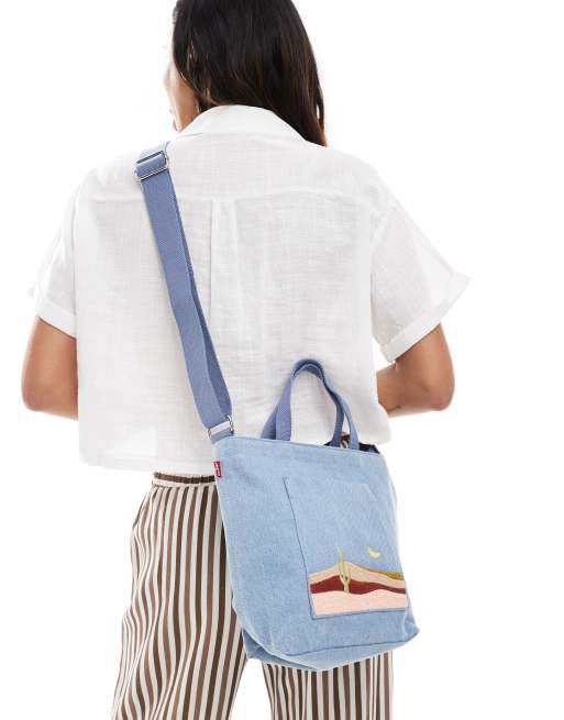 Levi's – Jasnoniebieska torba typu tote z haftem z pustynnym motywem, 4 z 4
