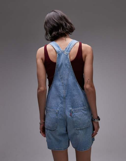 Levi's – Jasnoniebieskie krótkie ogrodniczki jeansowe w stylu roboczym, 2 z 5