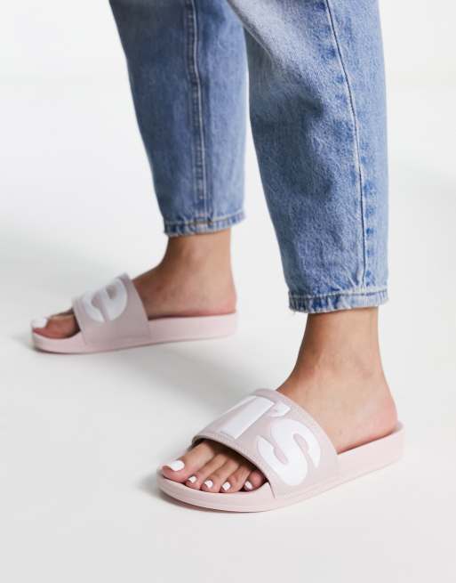 Levi's – Jasnoróżowe klapki z logo , 4 z 4