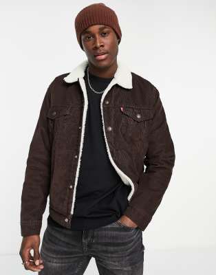 Levi's Java cord sherpa jacket in brown | ASOS