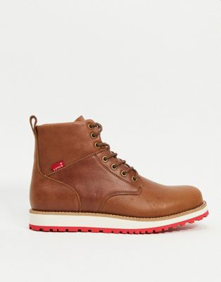 Levi's jax lux leather boot in brown with laces - ASOS Price Checker