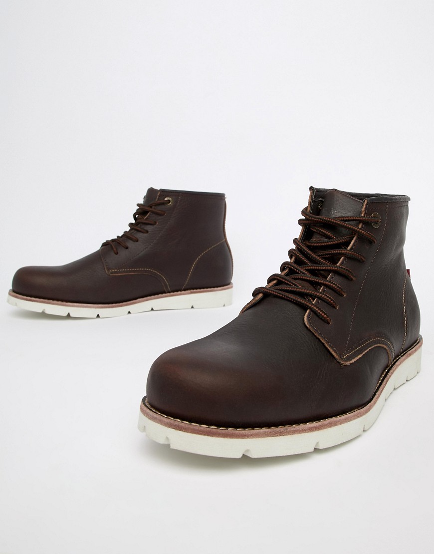 Levi's – Jax – Mörkbruna boots i skinn med hög skaft