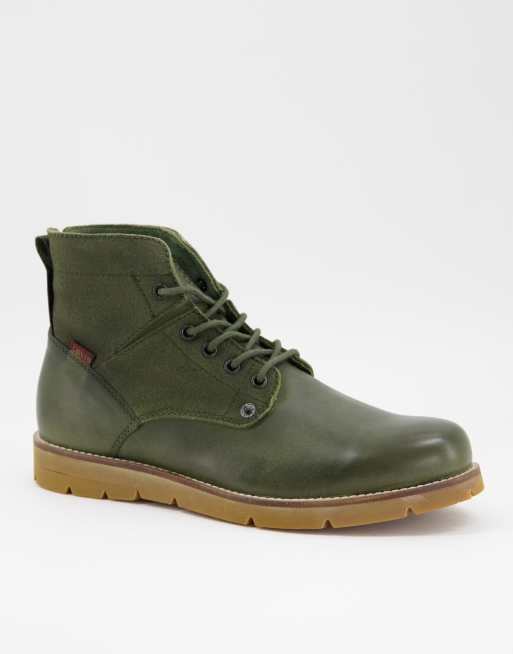 Levis - Jax - Scarponcini da montagna in pelle verde oliva