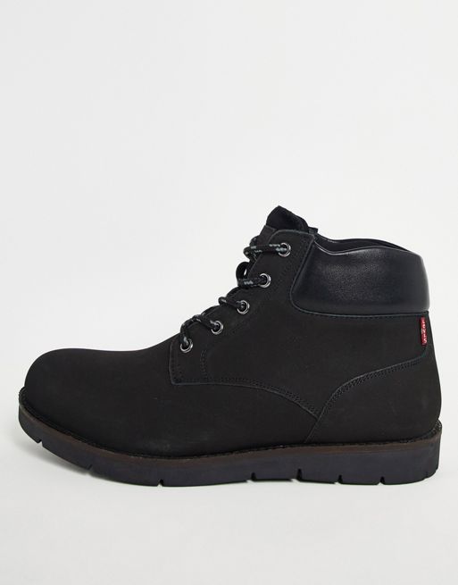 Levi's Jaxed suede boots with side red tab in black | ASOS