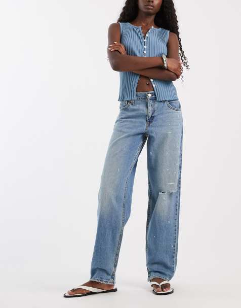 Levi's jean ample fuselé à taille ajustable en bleu moyen - view 1