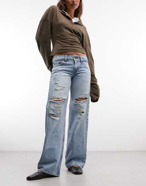 Levi's jean ample taille super basse avec déchirures, délavage clair - view 1