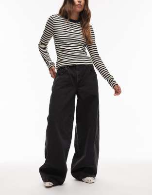 Jean bouffant ultra baggy - Noir délavé W30 L32