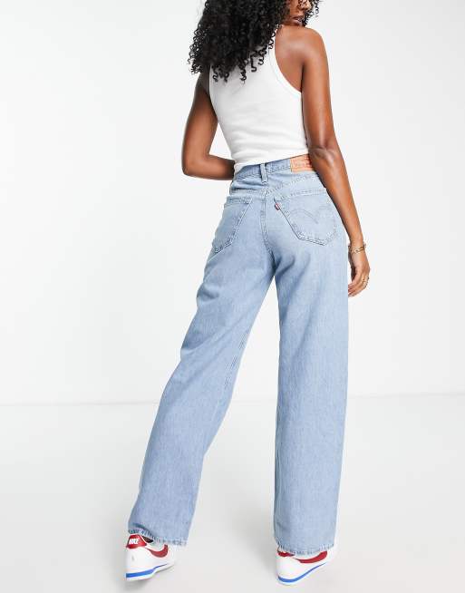 Jean Levi's 518 Taille Haute – Délavage Léger, Coupe Droite, Taille 34 Pouces, Occasion Excellent état