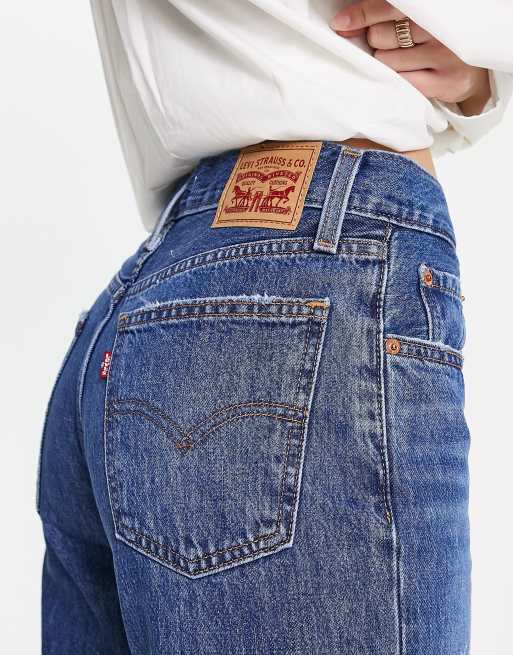 Levi's - Jean mom taille basse effet usé - Bleu foncé délavé , 4 de 5
