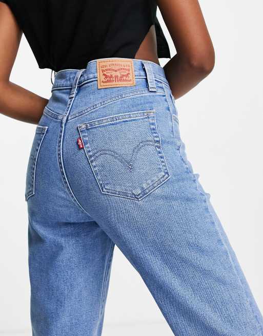 Jean mom taille haute pour femme (taille plus) - lavé foncé