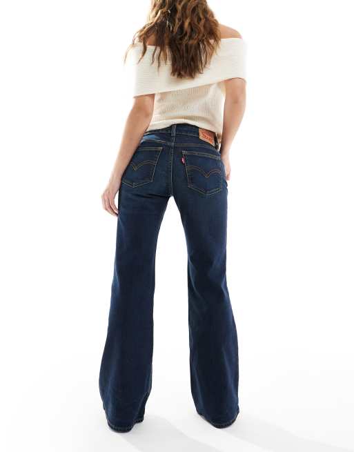 Levi's Jeans a zampa a vita super bassa blu scuro ASOS
