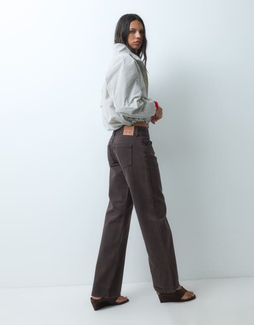 Levi's - Jeans ampi a vita super bassa marrone scuro, 5 di 5