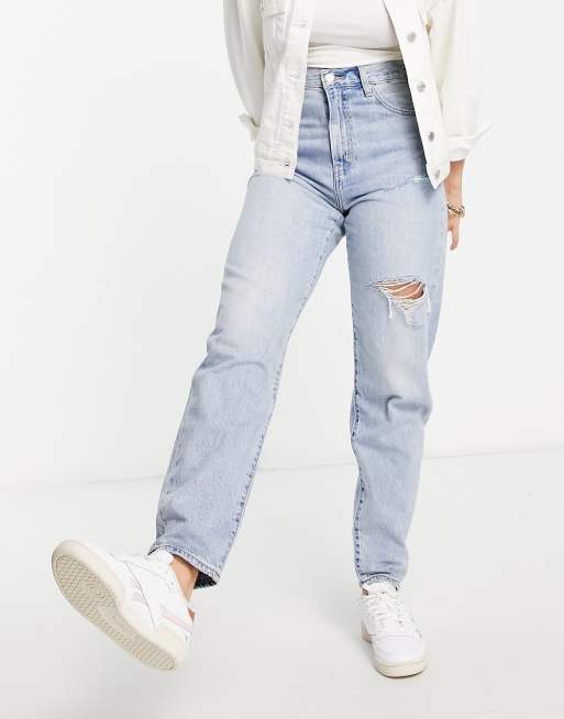 Levi's - Jeans ampi affusolati a vita alta lavaggio chiaro con strappi
