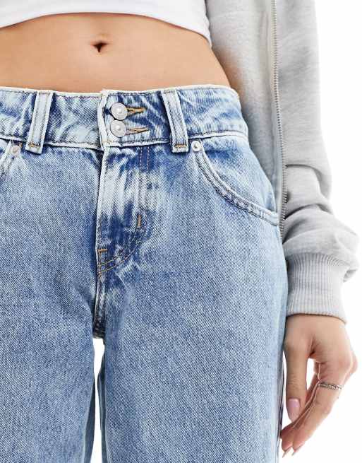 Levi's - Jeans ampi con vita molto bassa azzurri lavaggio acido, 2 di 5