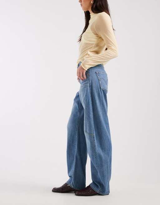 Levi's jeans barrel in denim con vita regolabile blu medio, 3 di 5