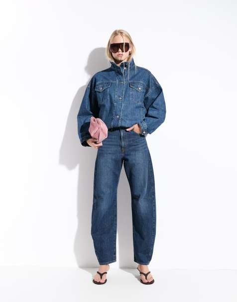 Levi's jeans barrel in denim con vita regolabile lavaggio scuro - view 1