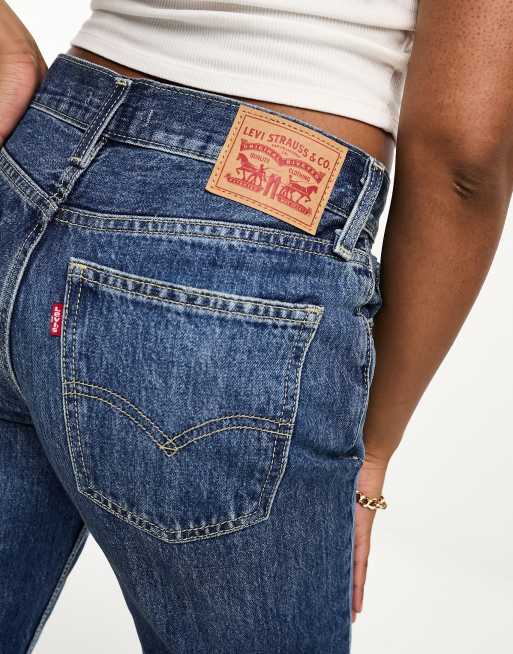 Levi's - Jeans con strappi sulle ginocchia a vita bassa blu medio, 5 di 5