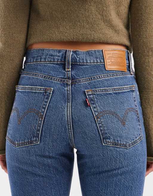 Levi's jeans dritti wedgie in denim blu medio, 5 di 5