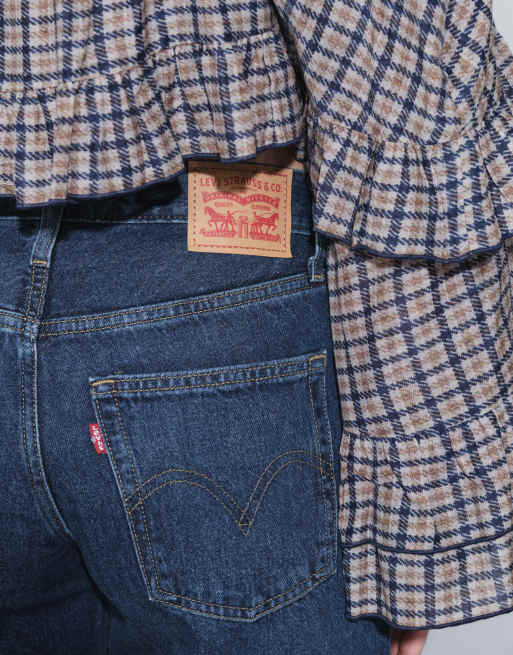 Levi's jeans in denim a gamba larga midi lavaggio medio, 5 di 5