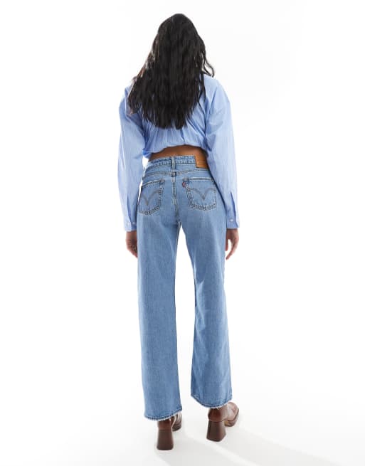 Levi's - Jeans larghi a vita bassa azzurri, 2 di 5