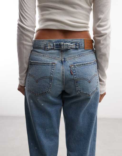 Levi's jeans loose tapered con vita regolabile blu medio, 4 di 5