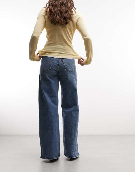 Levi's jeans med hög midja och vida ben i mellanljus tvätt, 5 av 5