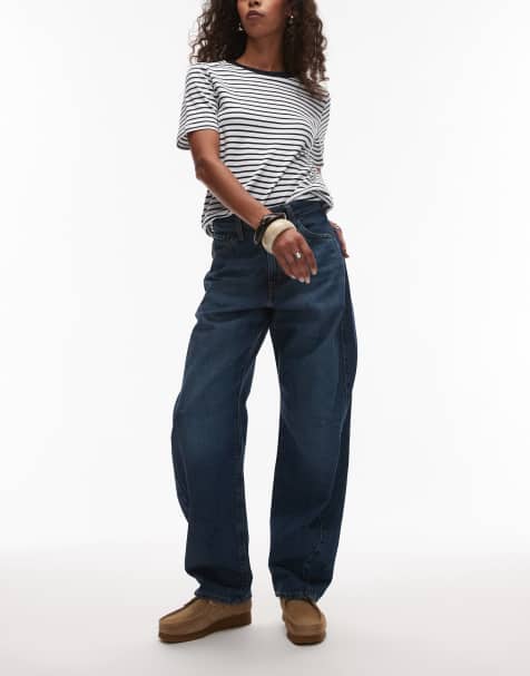 Levi's - Jeans med tøndeformede ben og justerbar indsnøring i mørkeblå vask - view 1